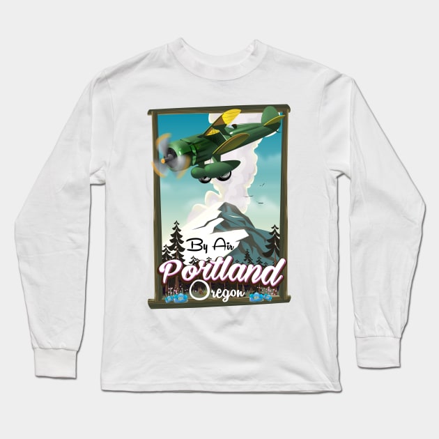 Portland Oregon Travel poster Long Sleeve T-Shirt by nickemporium1